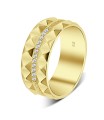 Serrated Pattern Shaped CZ Crystal Silver Ring NSR-4094